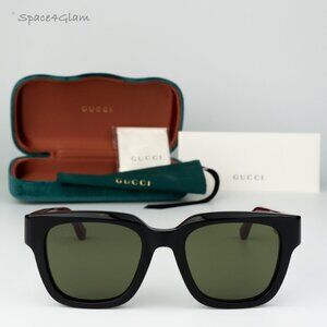 BRAND NEW Gucci GG1670SK 005 Black Red Green Square Unisex Sunglasses